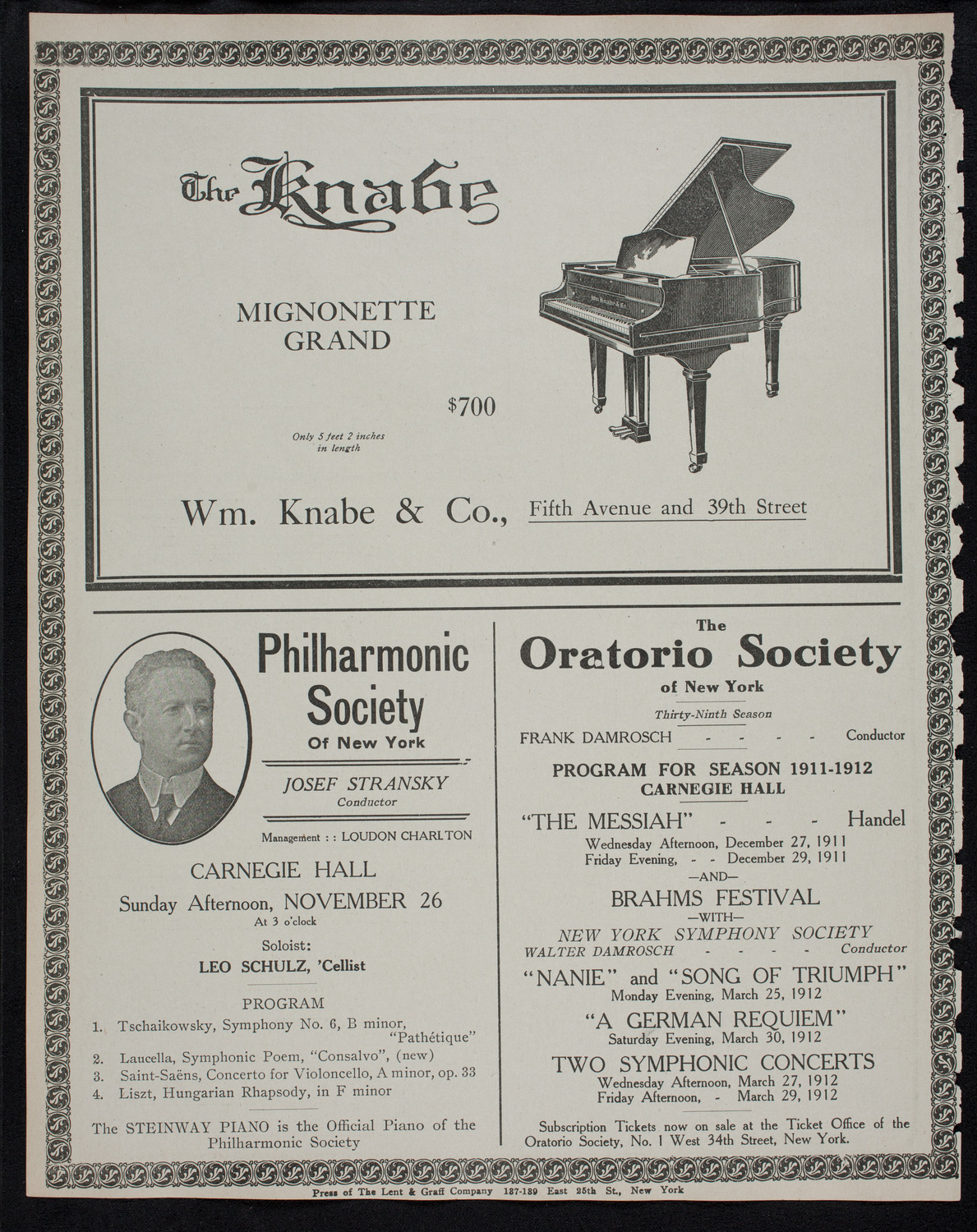 New York Philharmonic, November 24, 1911, program page 12