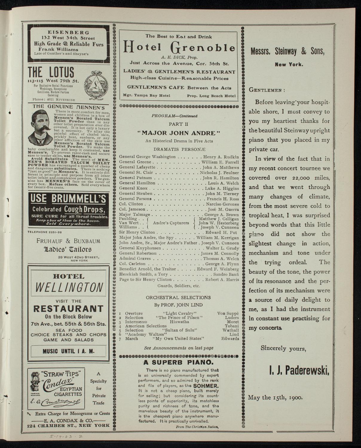 Sacred Heart Academy Theatrical Program, May 19, 1903, program page 3