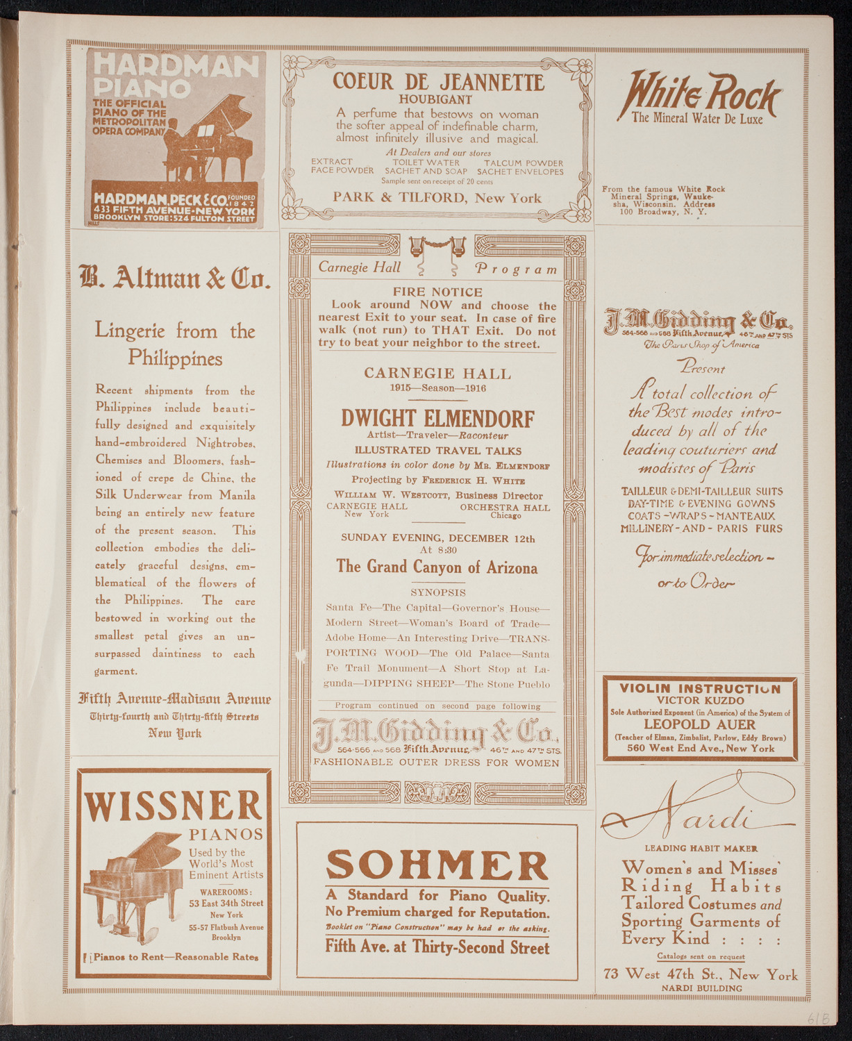 Elmendorf Lecture: The Grand Canyon of Arizona, December 12, 1915, program page 5