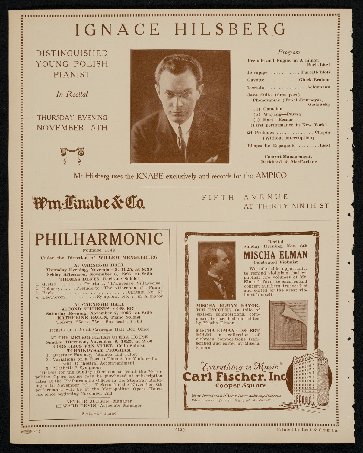 State Symphony Orchestra of New York, November 4, 1925, program page 12