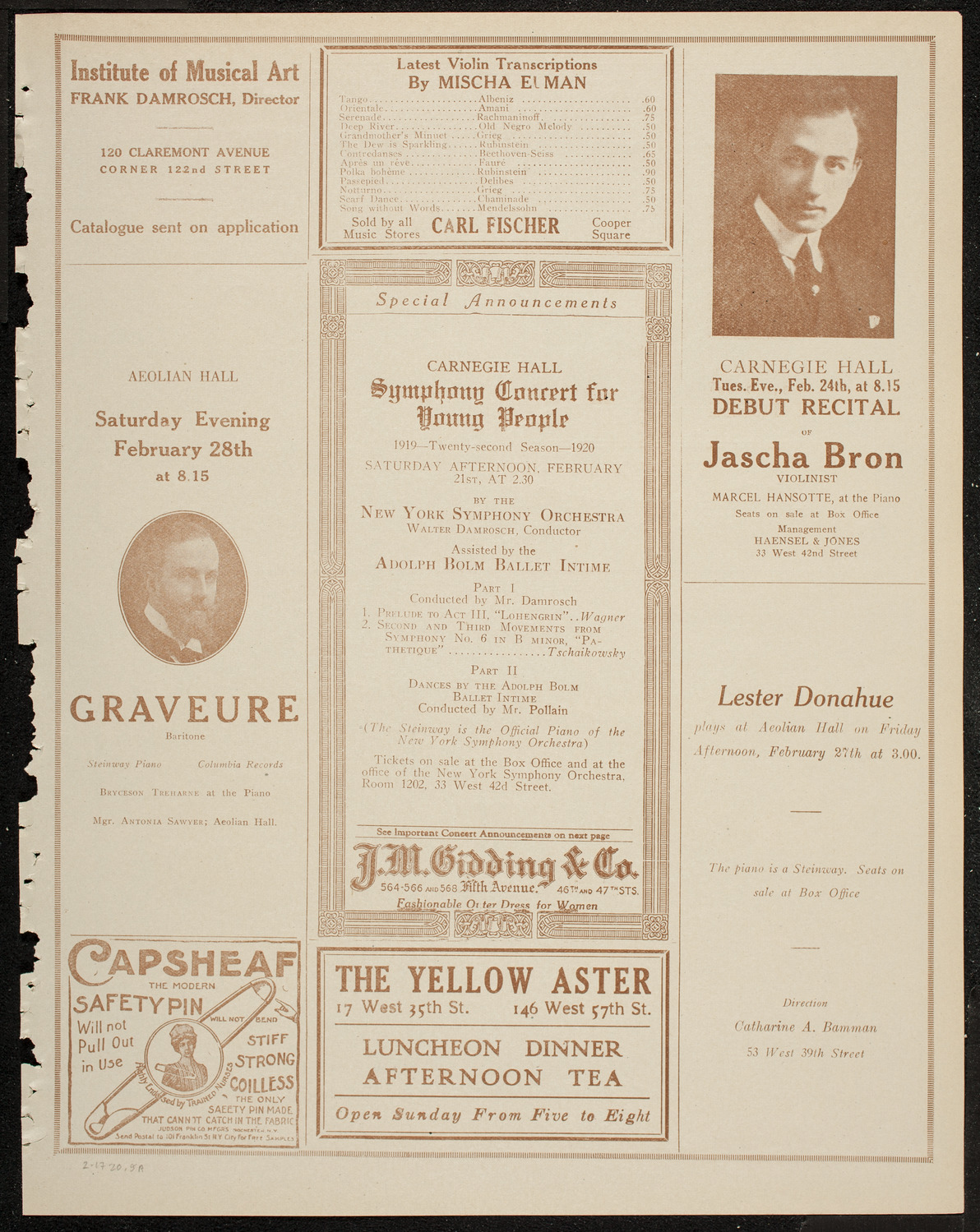 Lecture by Sir Oliver Lodge, February 17, 1920, program page 9