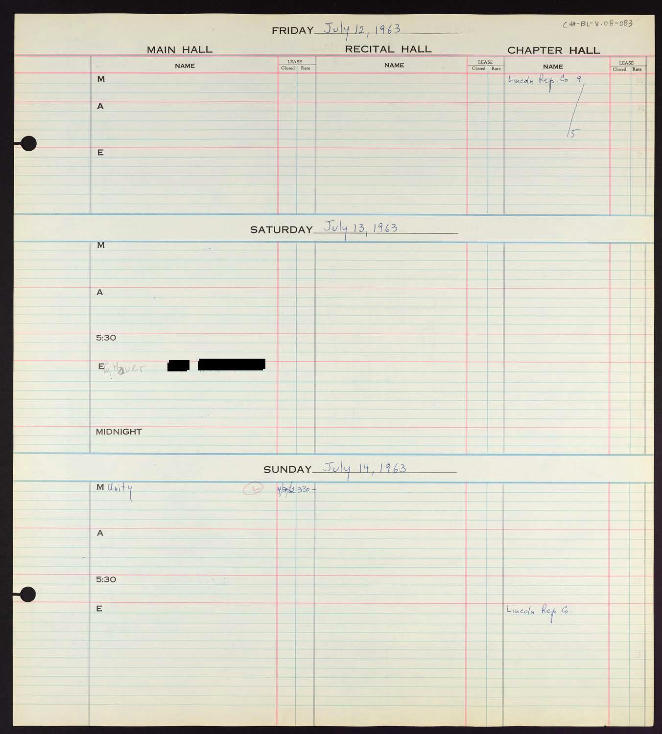 Carnegie Hall Booking Ledger, volume 8, page 83