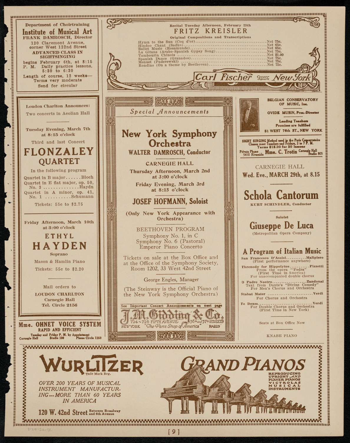 Henri Duval, Violin, February 25, 1922, program page 9