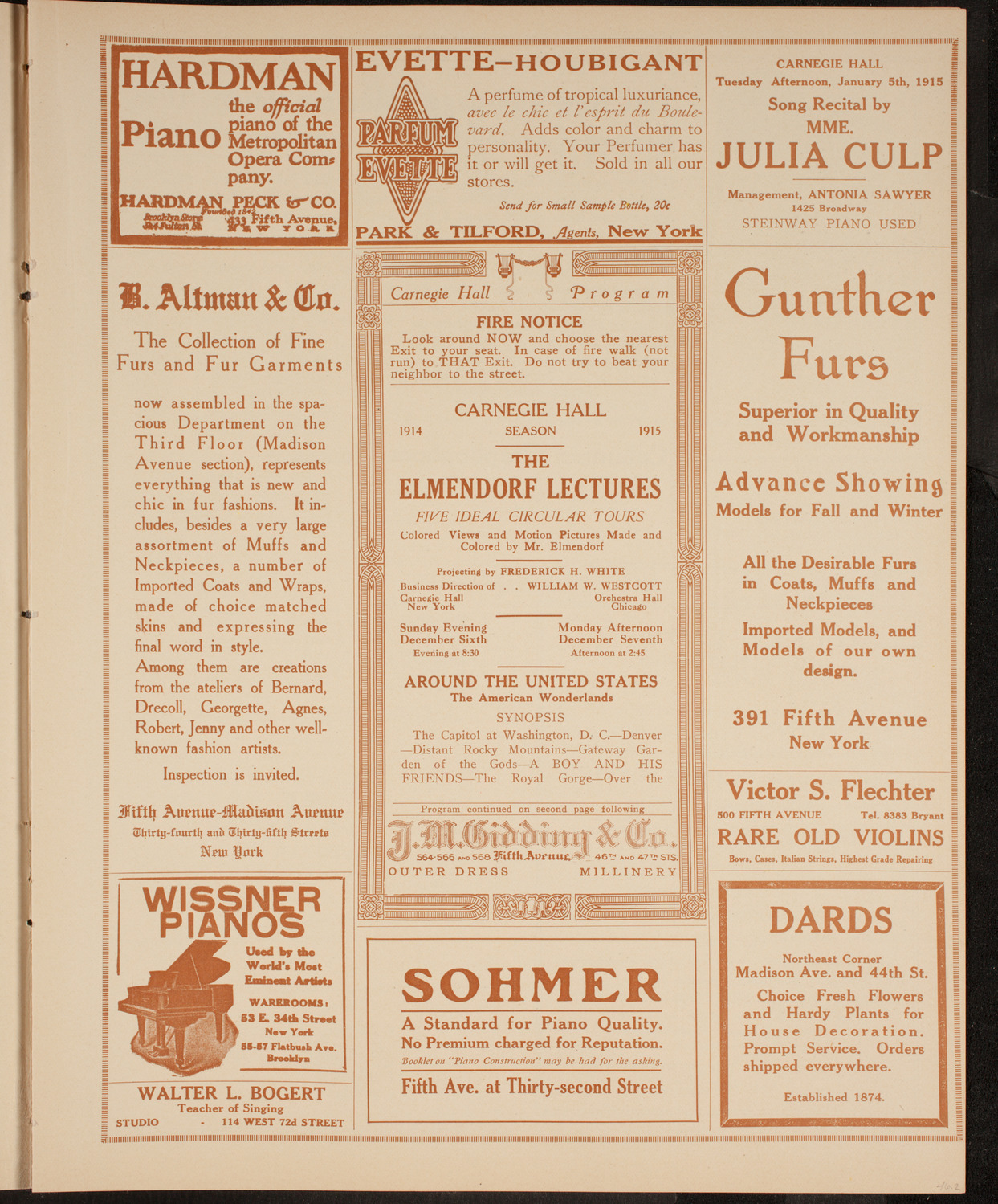 Elmendorf Lecture: Around the United States, December 6, 1914, program page 5