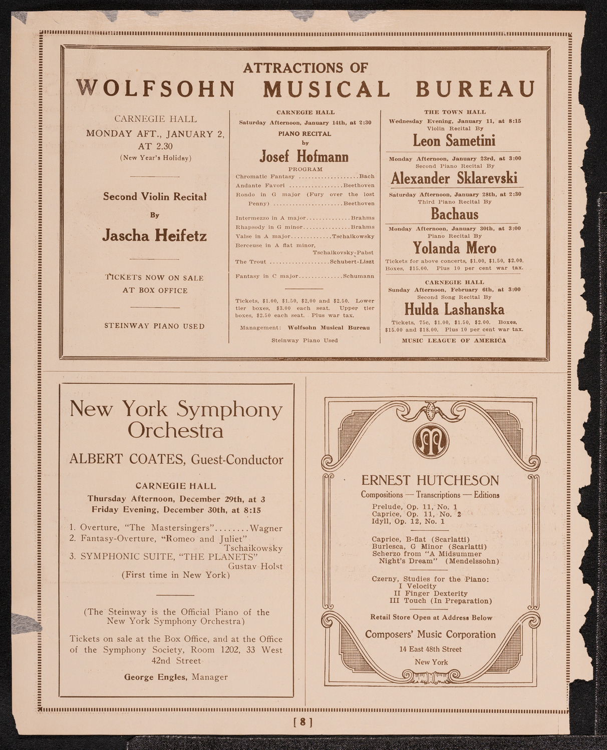 Grand Music Festival, December 19, 1921, program page 8