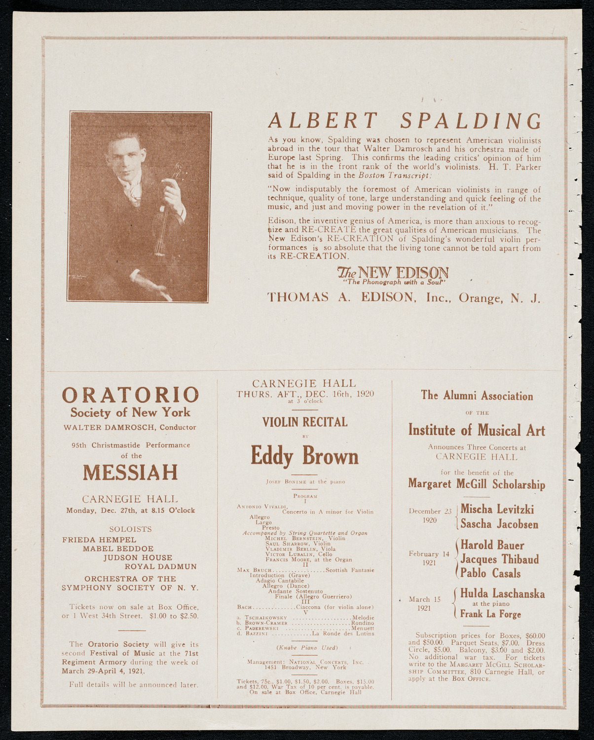 New York Philharmonic, December 4, 1920, program page 2