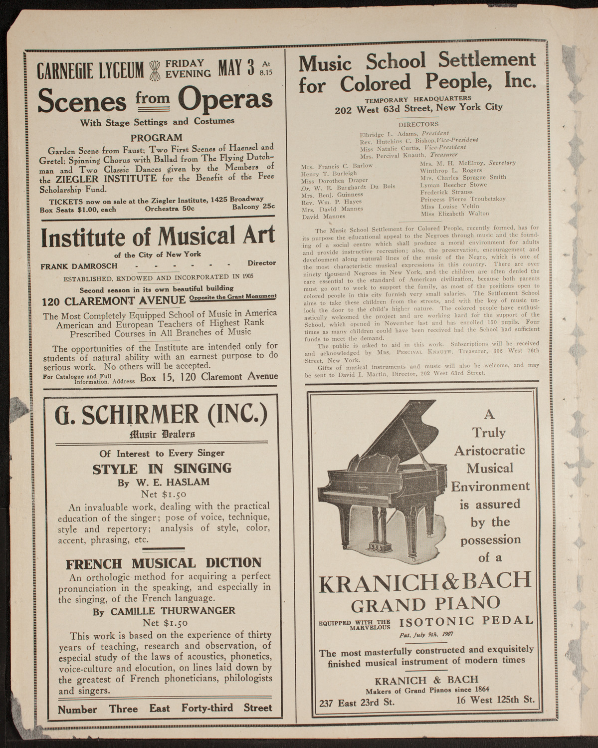 Clef Club Orchestra: Concert of Negro Music, May 2, 1912, program page 6