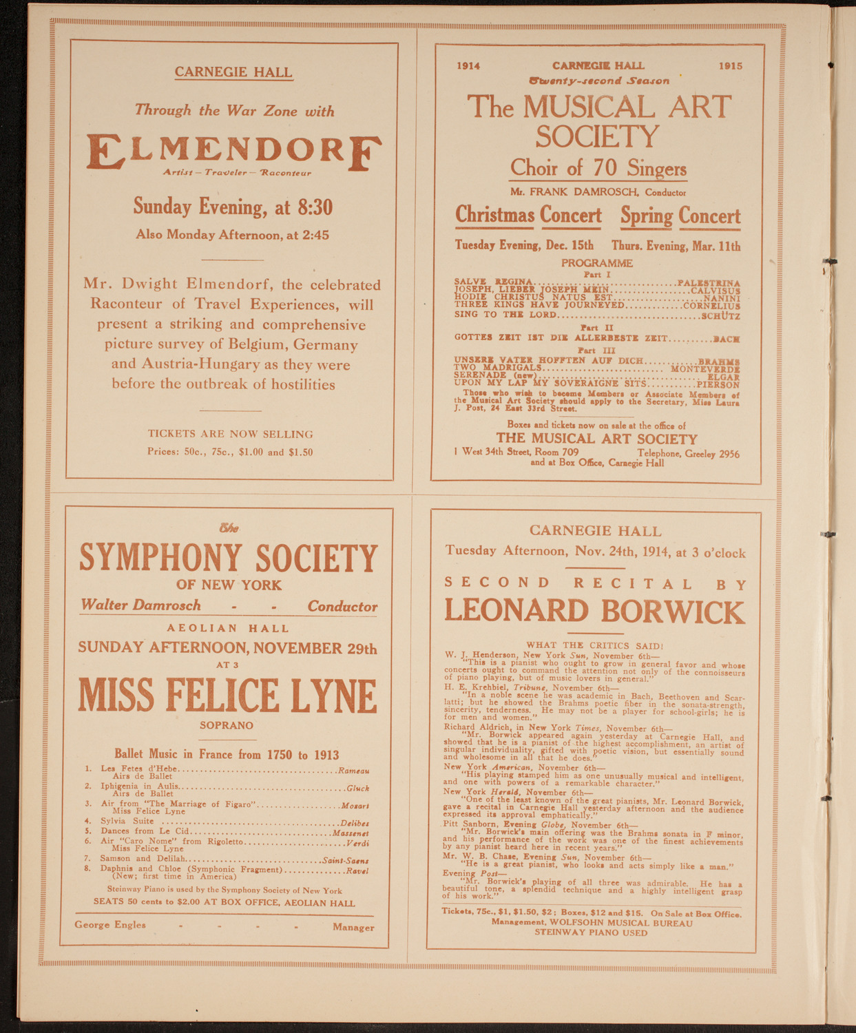 John McCormack, Tenor, November 22, 1914, program page 8