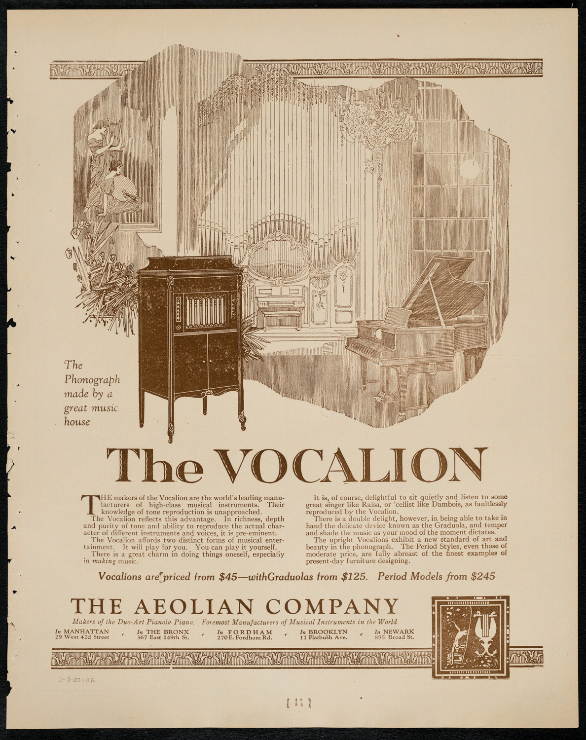 Philadelphia Orchestra, February 7, 1922, program page 11