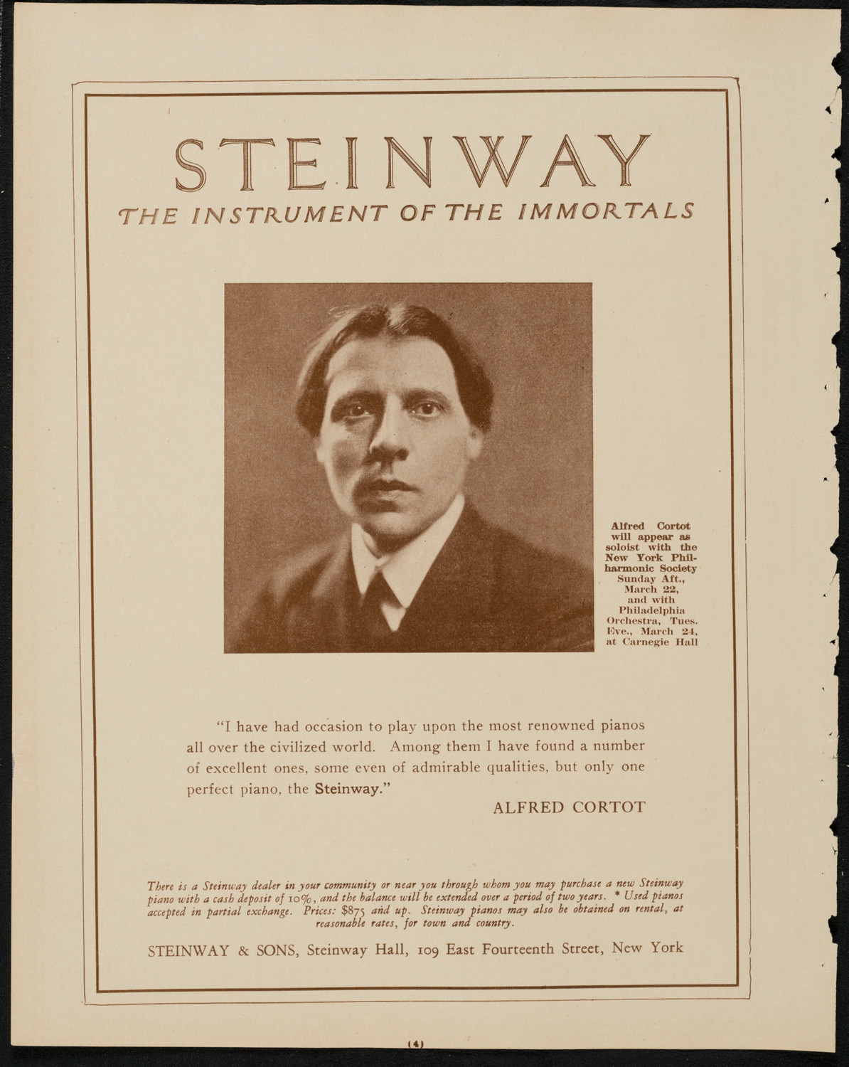 New York Philharmonic, March 19, 1925, program page 4