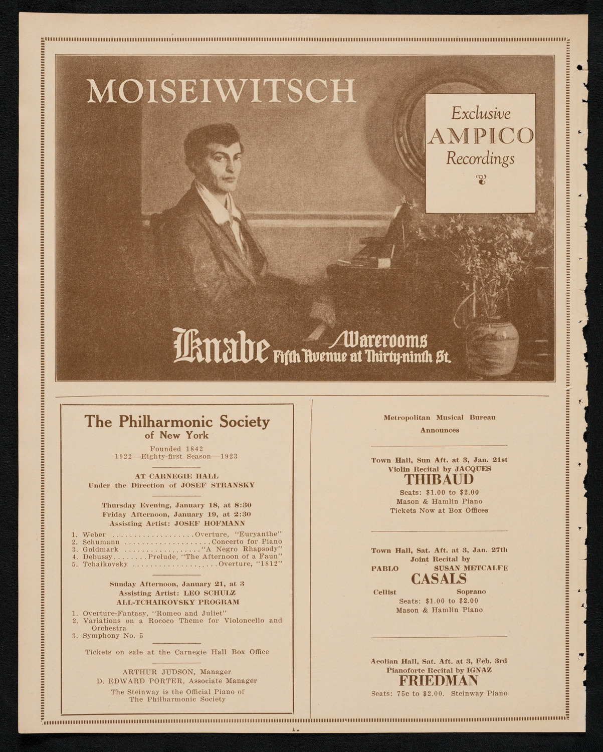 Margaret Matzenauer, Mezzo-Soprano, January 17, 1923, program page 12