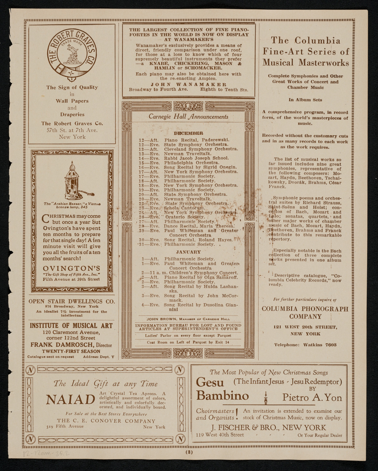 Symphony Concert for Young People, December 12, 1925, program page 3