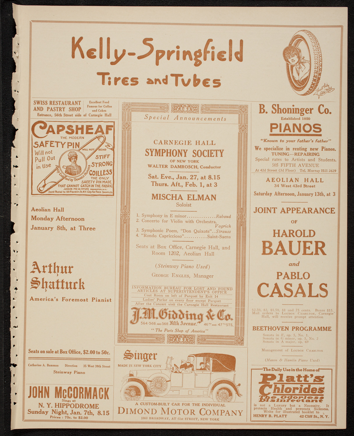 New York Philharmonic, January 5, 1917, program page 9