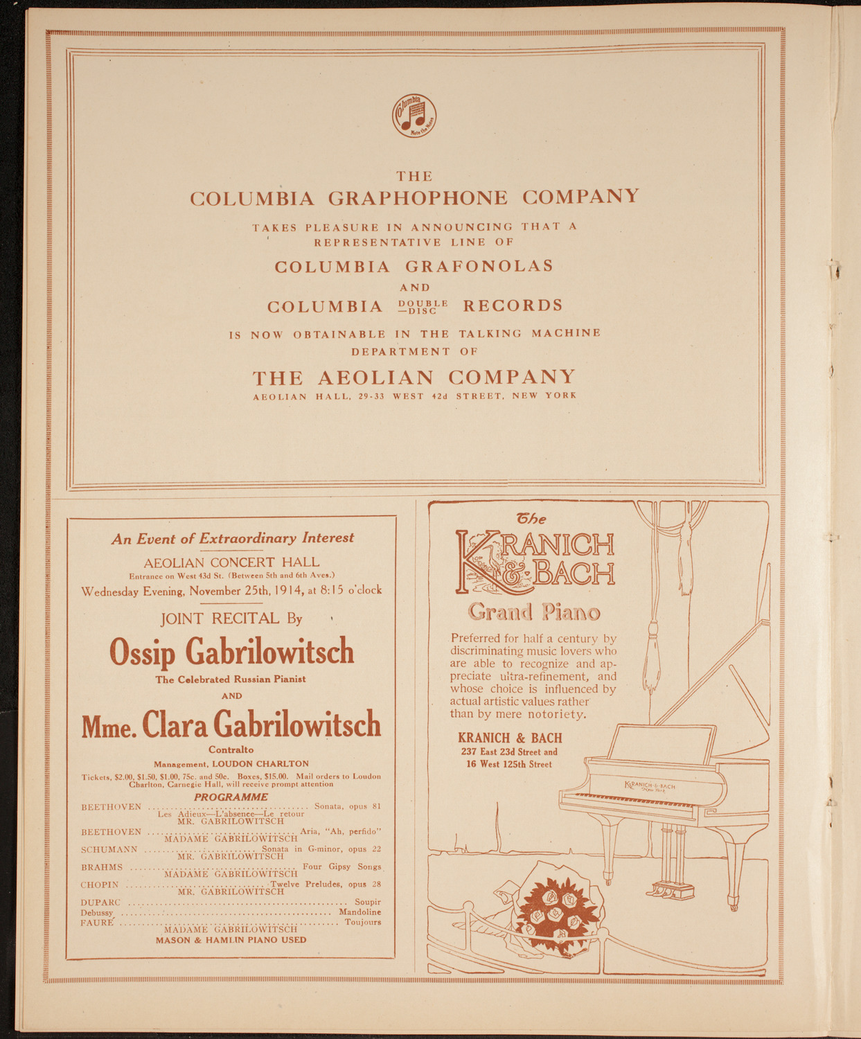 John McCormack, Tenor, November 22, 1914, program page 6