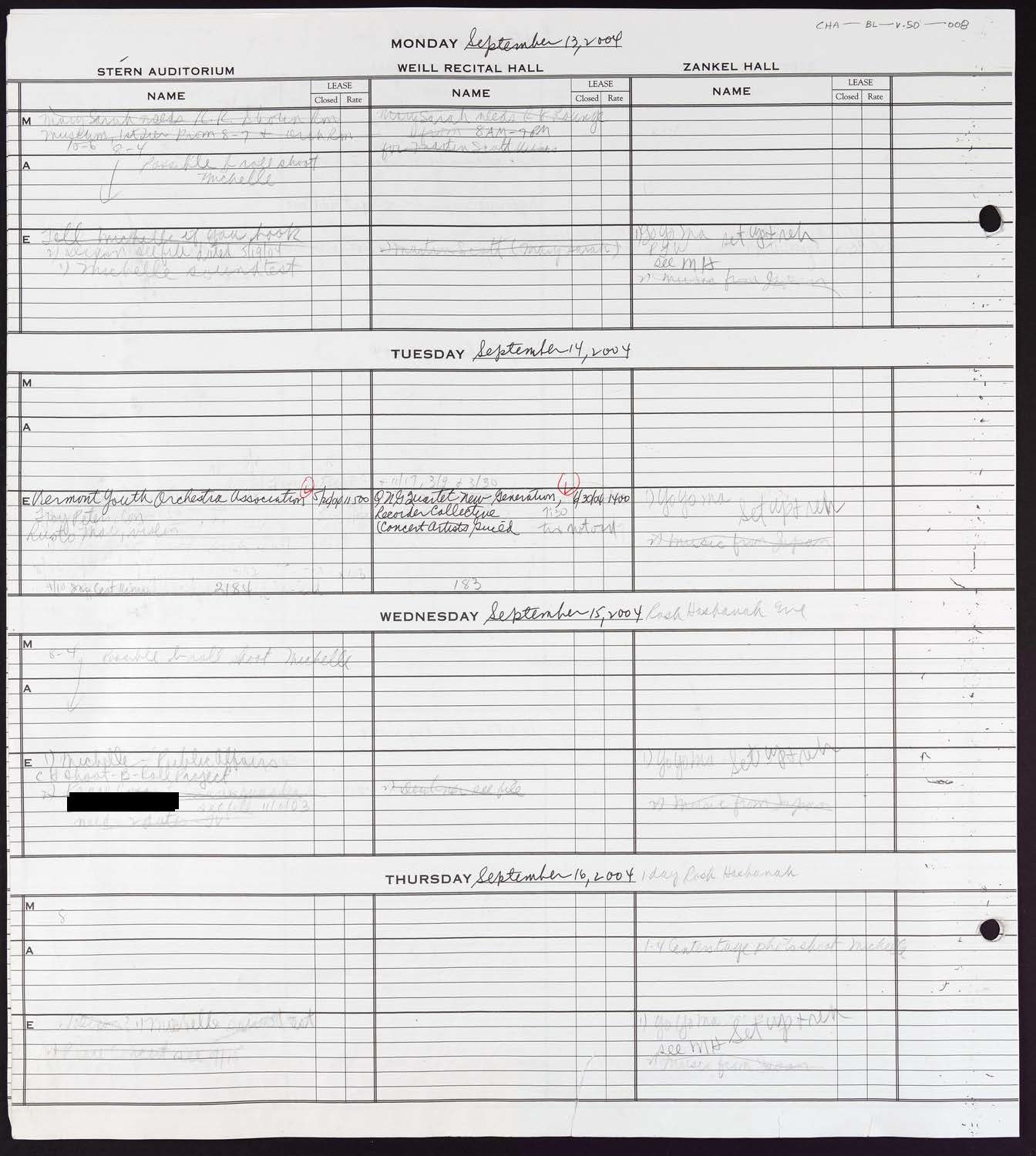 Carnegie Hall Booking Ledger, volume 50, page 8