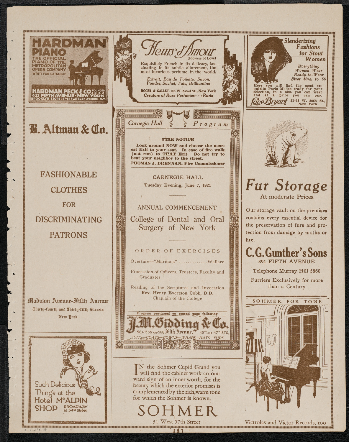 Graduation: College of Dental and Oral Surgery of New York, June 7, 1921, program page 5