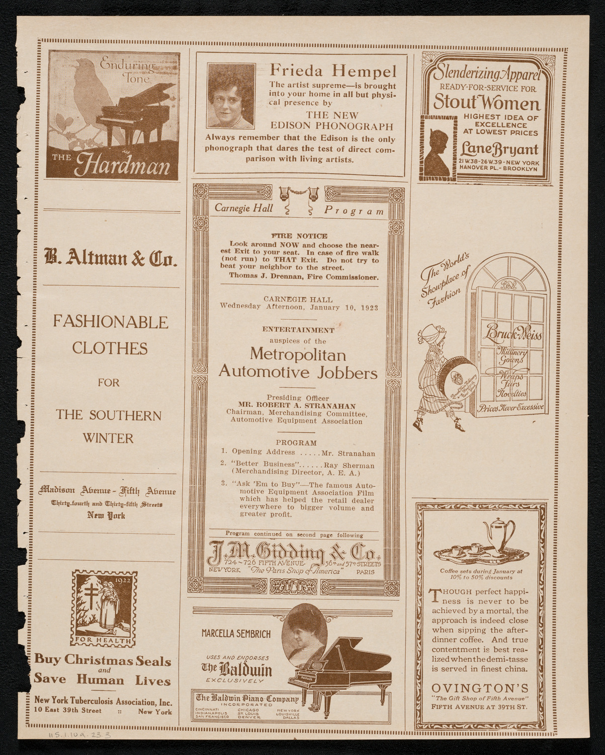 Meeting: Metropolitan Automotive Jobbers, January 10, 1923, program page 5