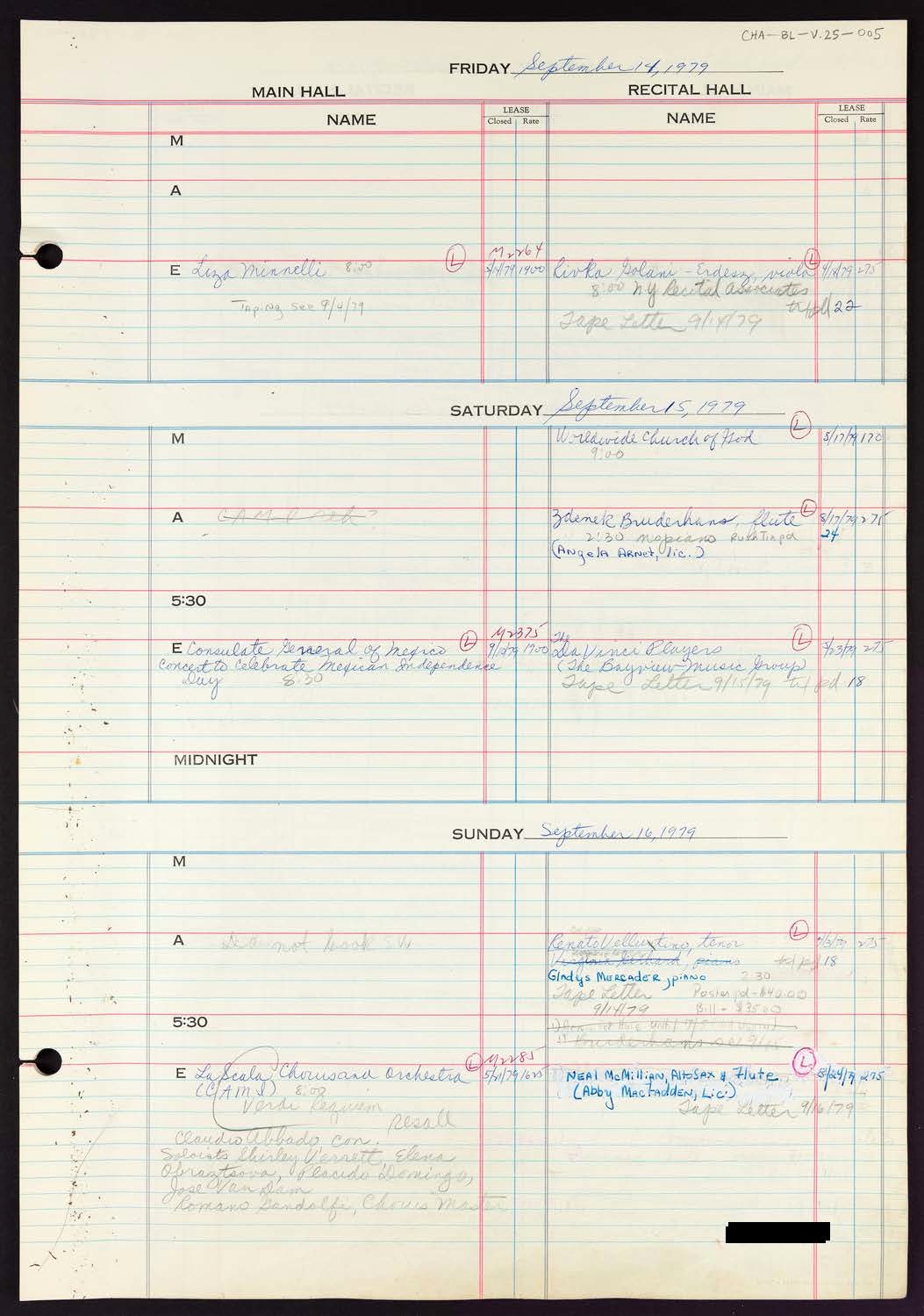 Carnegie Hall Booking Ledger, volume 25, page 5