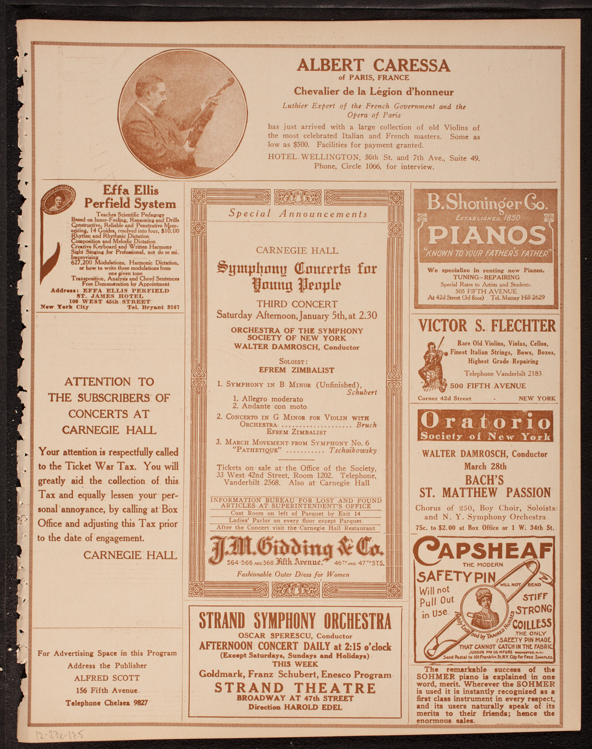 Oratorio Society of New York, December 27, 1917, program page 9