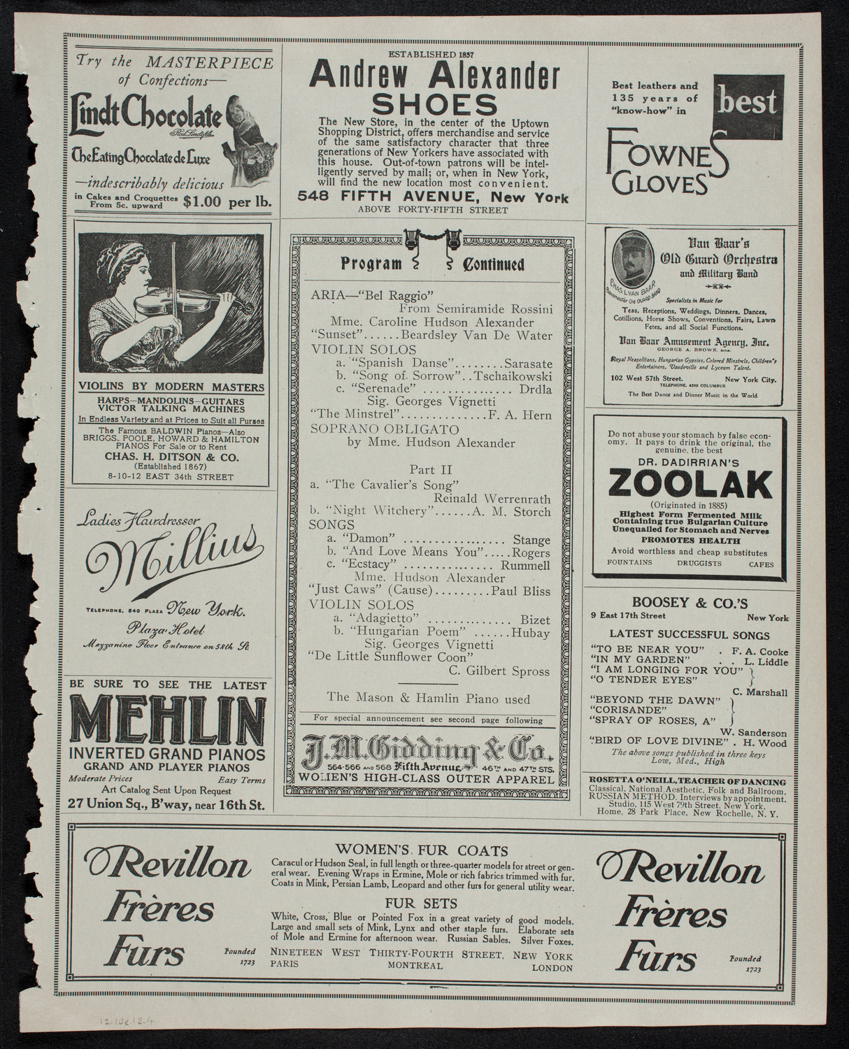 New York Banks' Glee Club, December 10, 1912, program page 7