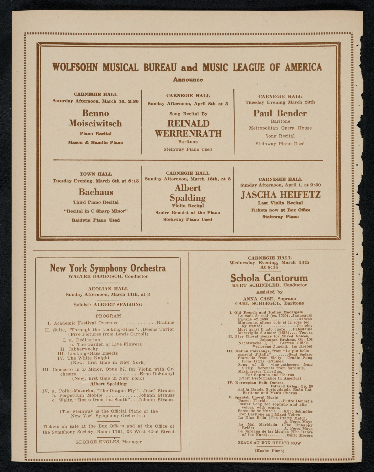 Josef Hofmann, Piano, March 4, 1923, program page 8