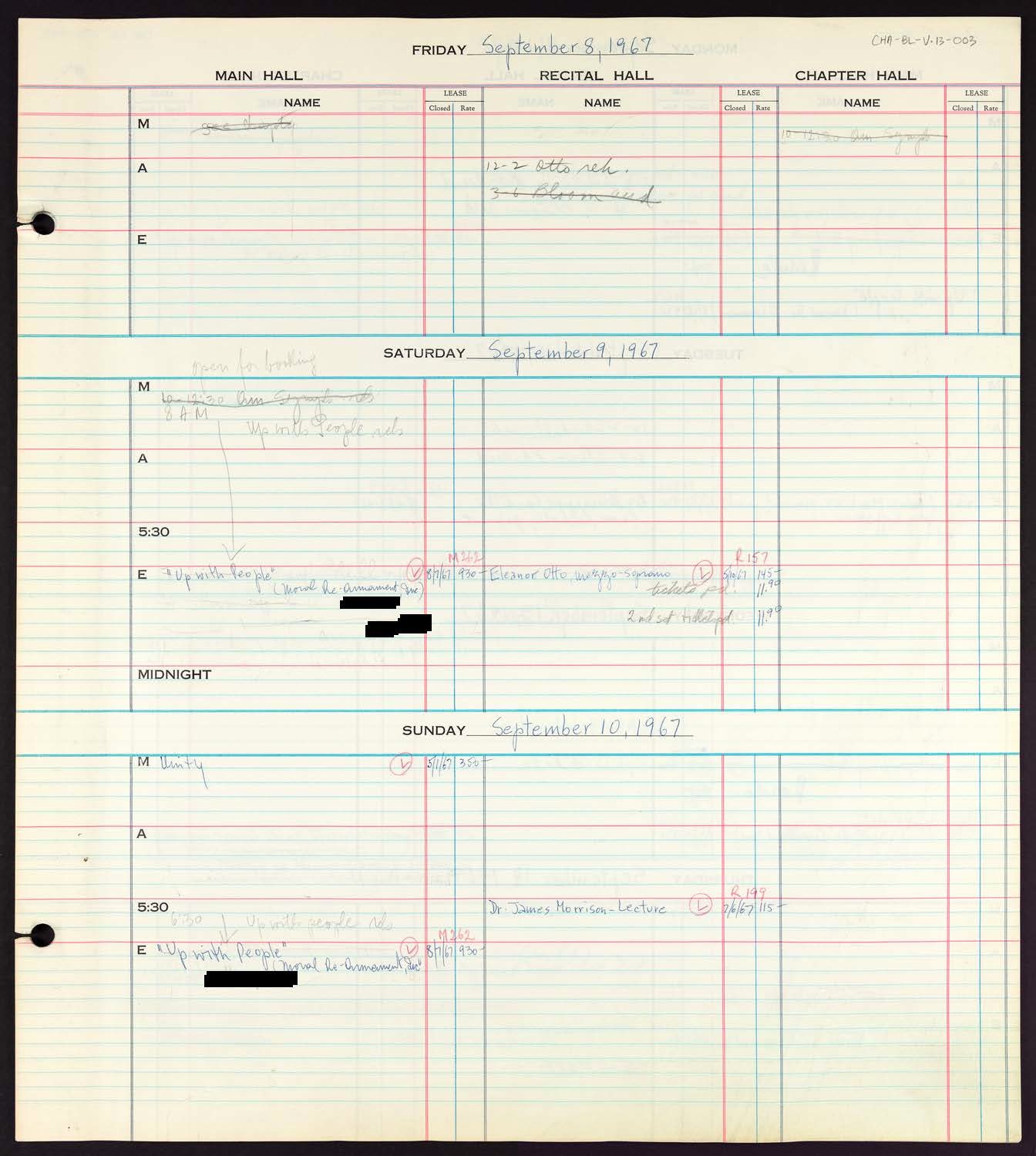 Carnegie Hall Booking Ledger, volume 13, page 3