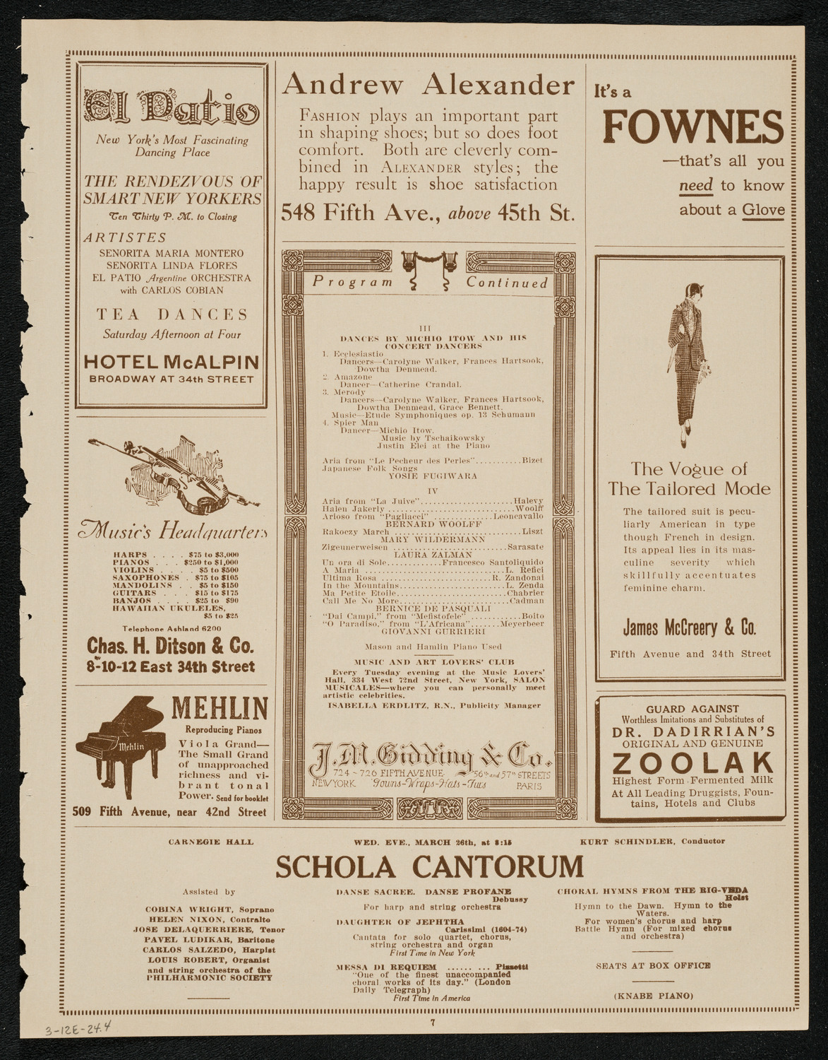 Music and Art Lovers' Club, March 12, 1924, program page 7