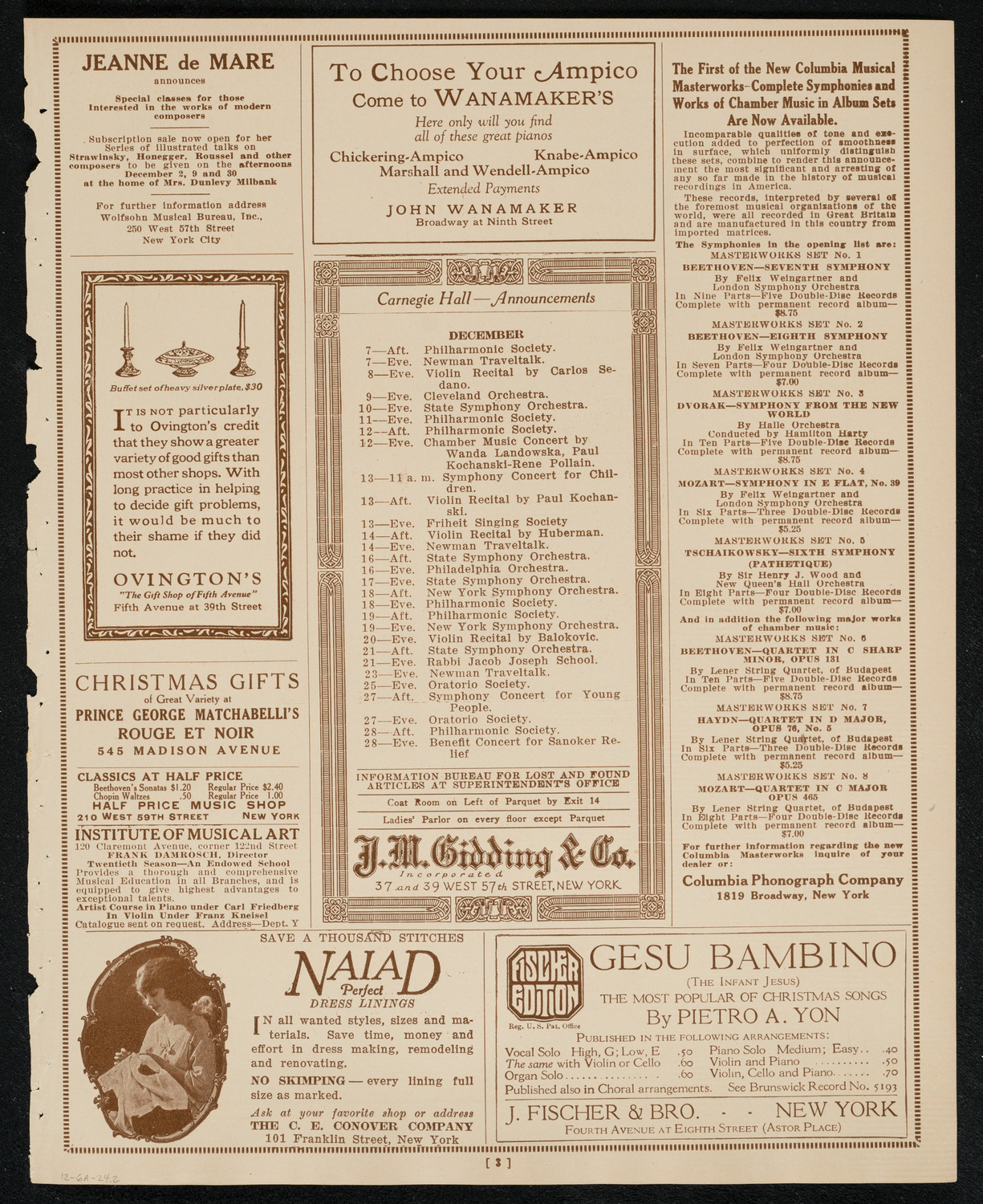 Symphony Concert for Young People, December 6, 1924, program page 3