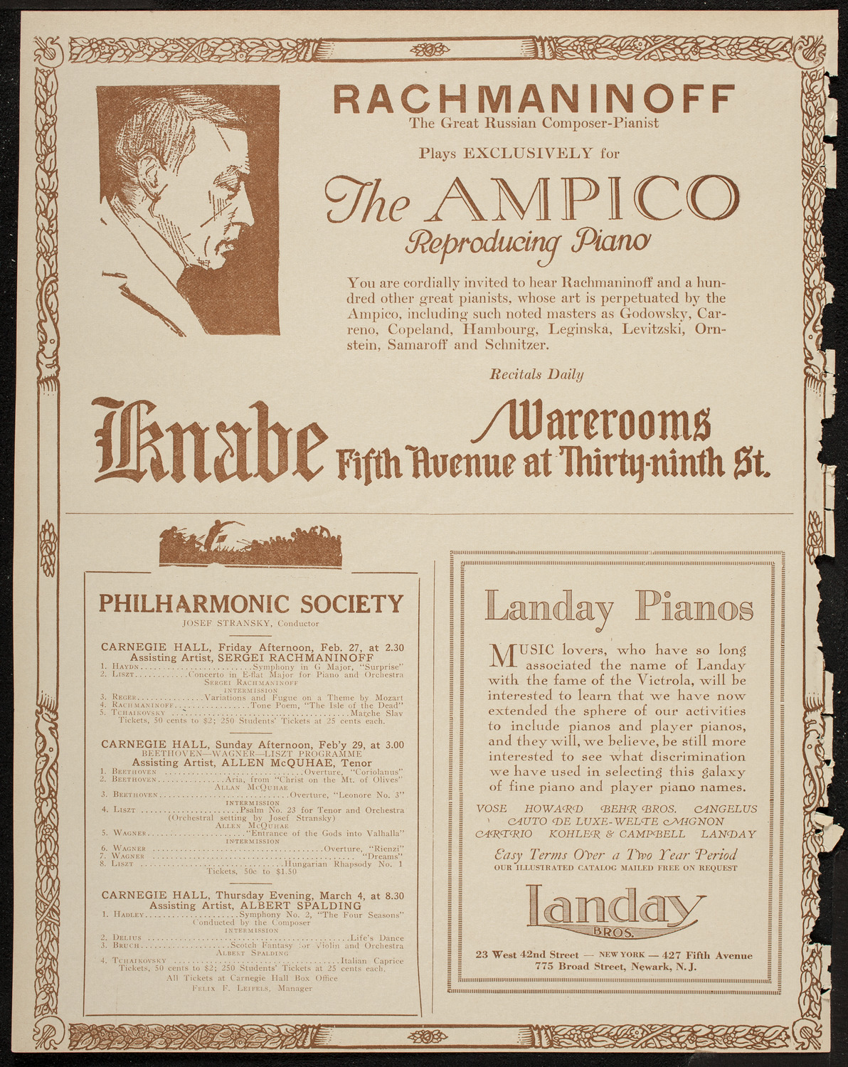 New York Philharmonic, February 26, 1920, program page 12