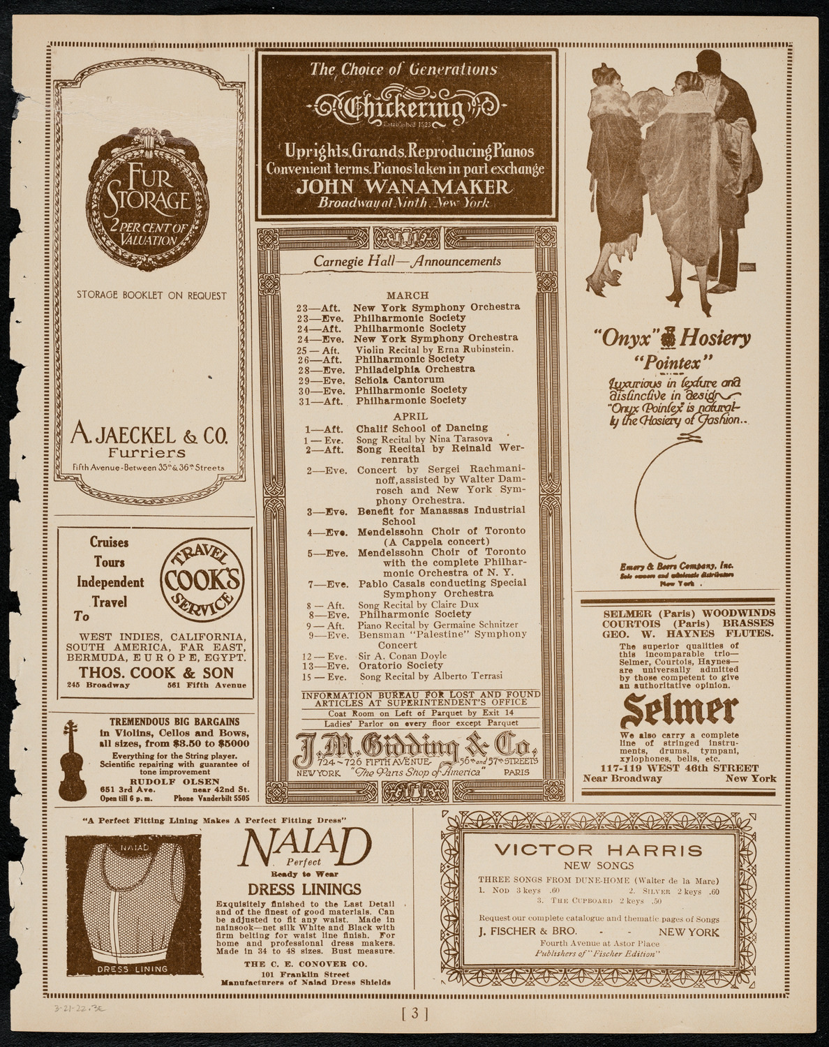 Frieda Hempel, Soprano, March 21, 1922, program page 3