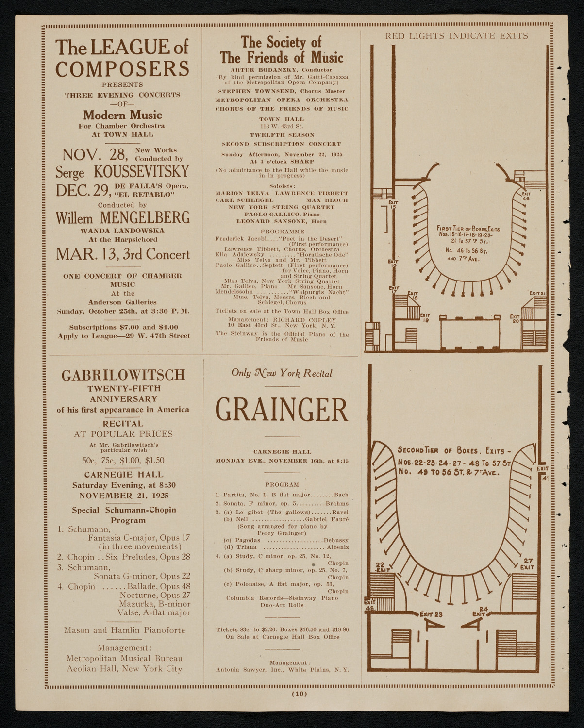 New York Philharmonic, November 12, 1925, program page 10