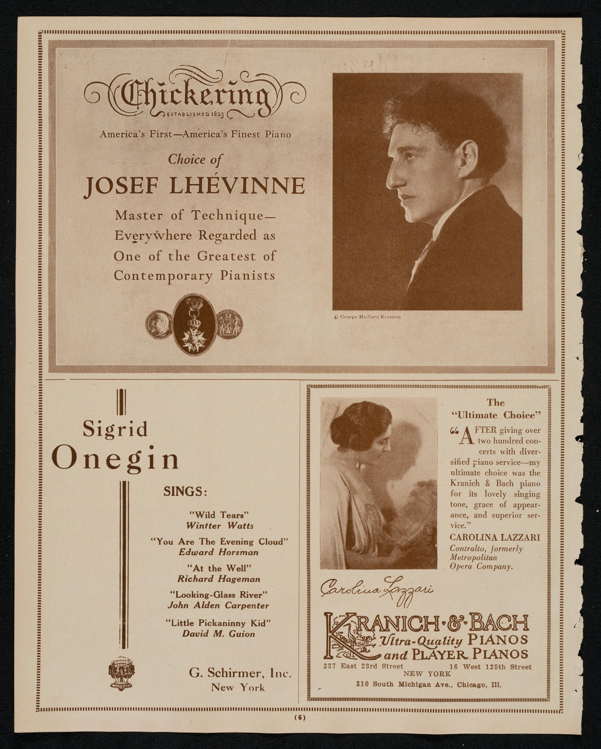 Sigrid Onégin, Contralto, December 16, 1925, program page 6
