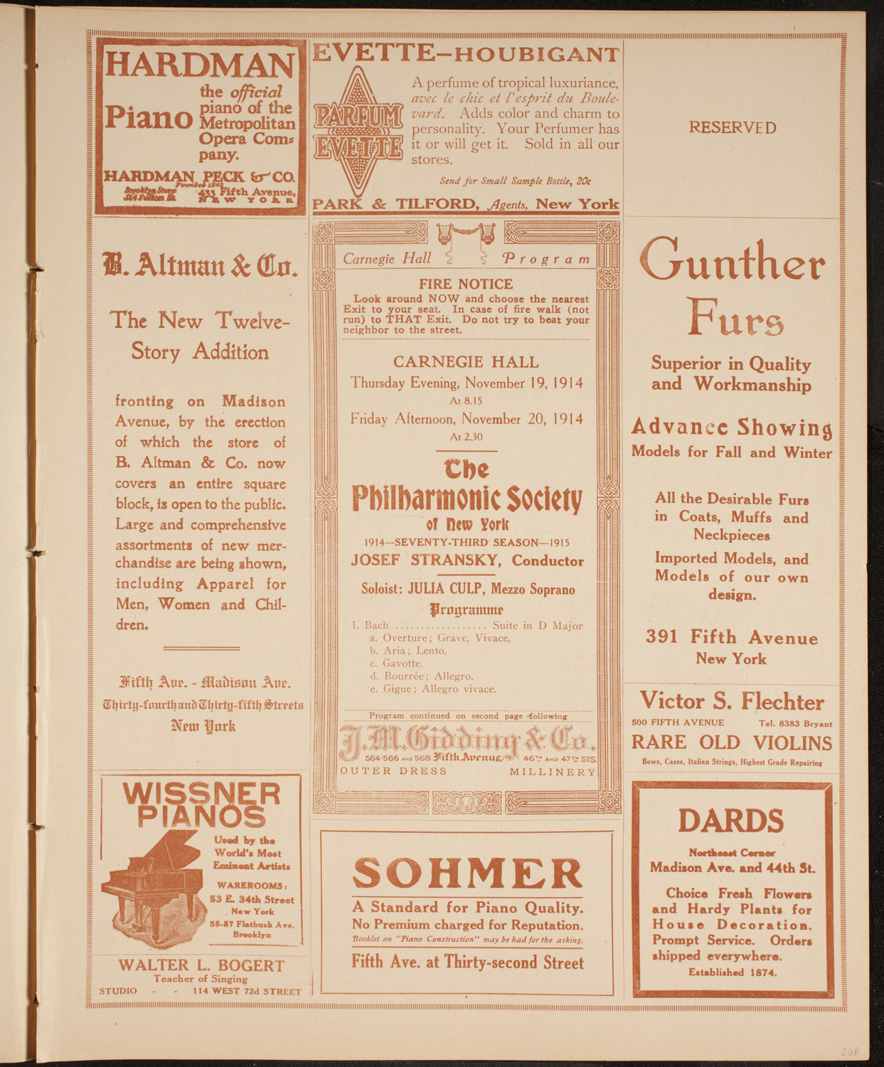 New York Philharmonic, November 19, 1914, program page 5