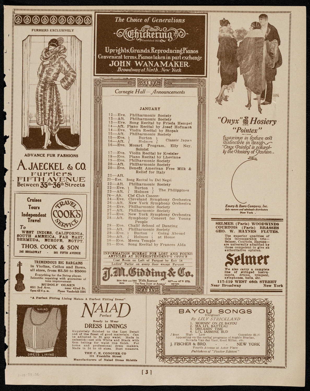 New York Banks' Glee Club, January 10, 1922, program page 3