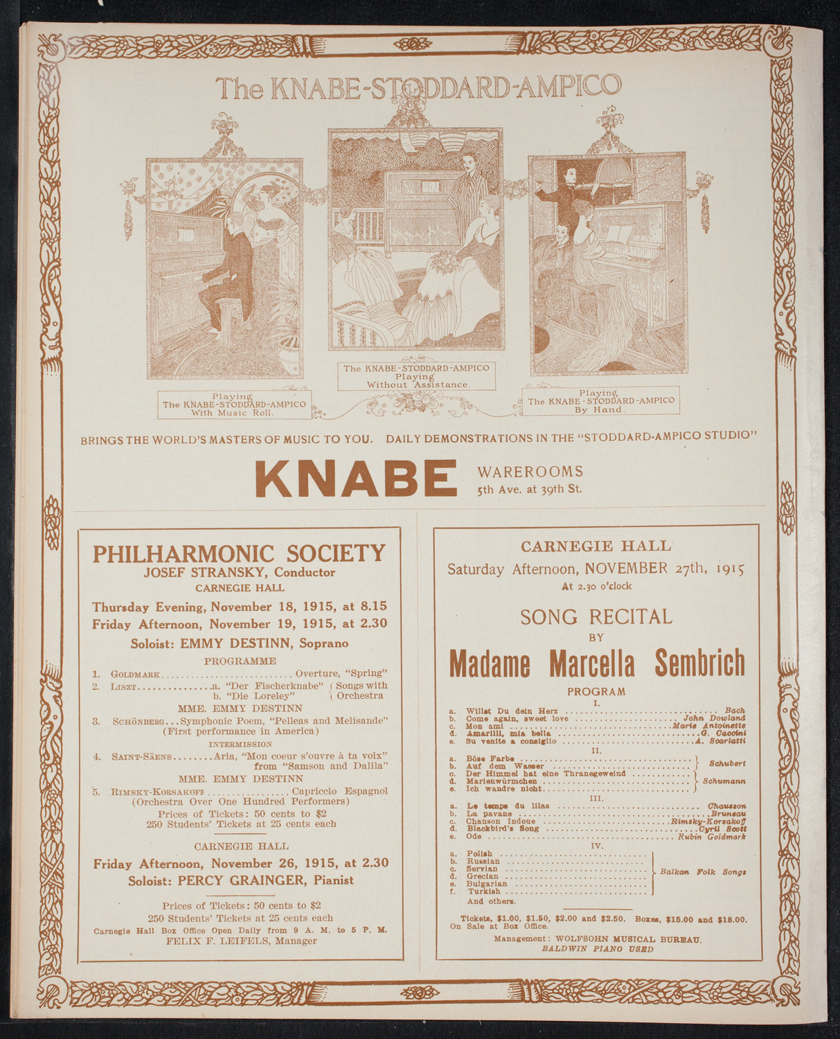 Elmendorf Lecture: Holland, November 15, 1915, program page 12