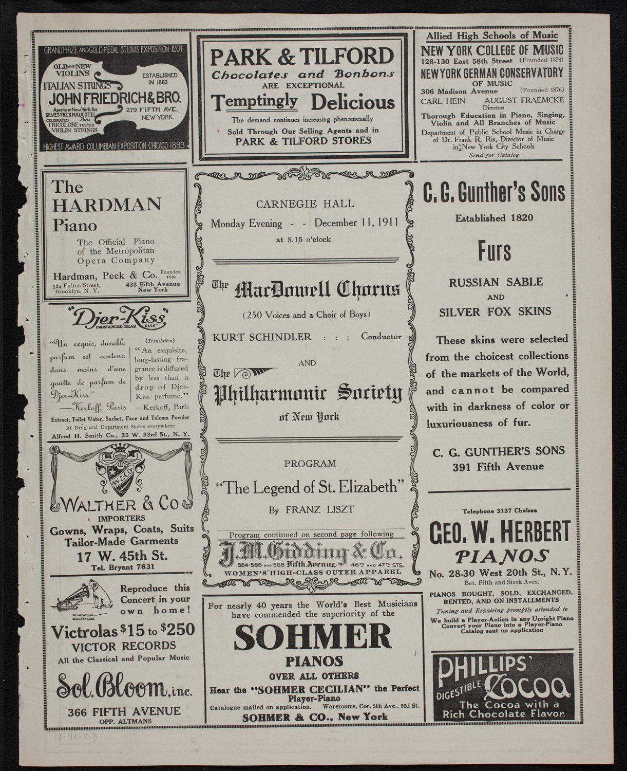 MacDowell Chorus, December 11, 1911, program page 5