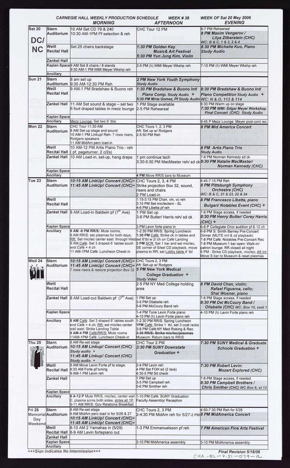 Carnegie Hall Booking Ledger, volume 51, page 79a