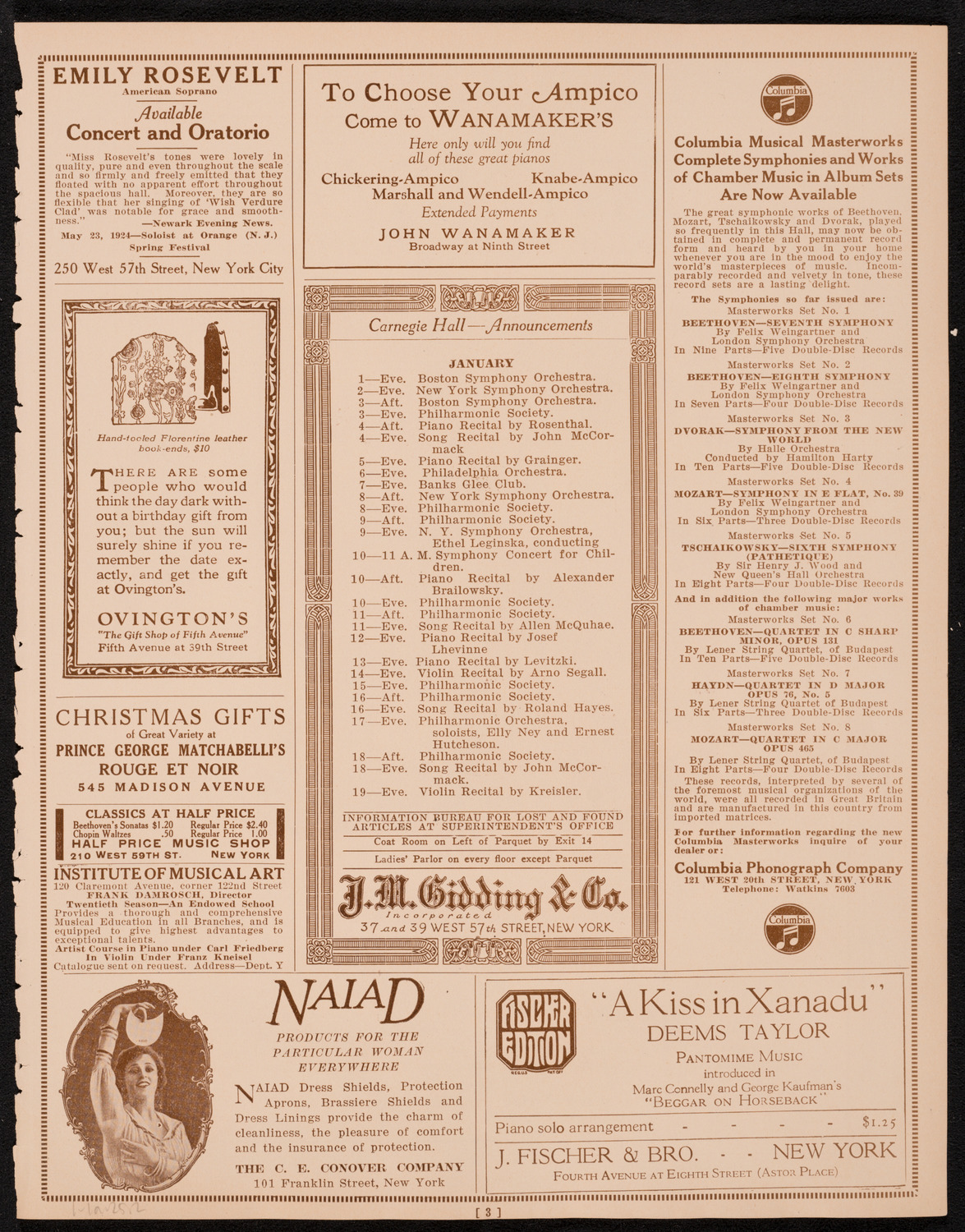 New York Symphony Orchestra, January 1, 1925, program page 3