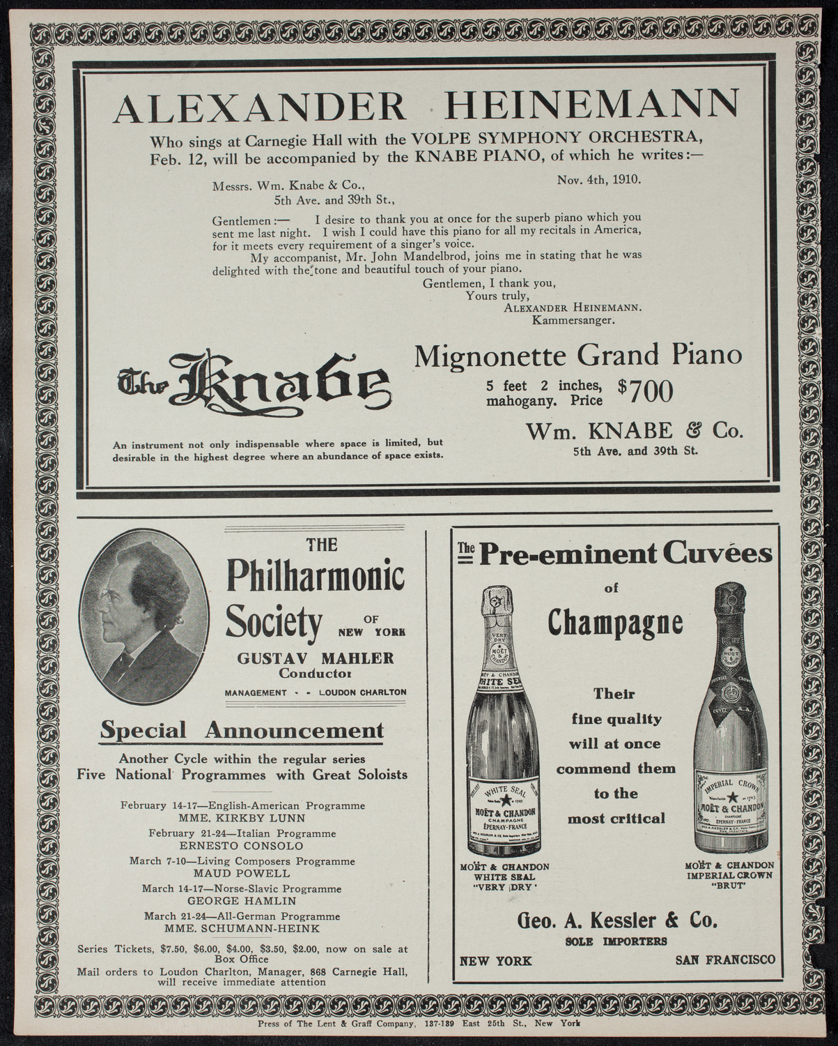 Maurice Renaud, Baritone, February 7, 1911, program page 12