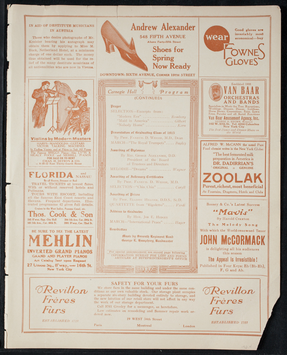 Graduation: New York College of Dentistry, June 7, 1915, program page 7