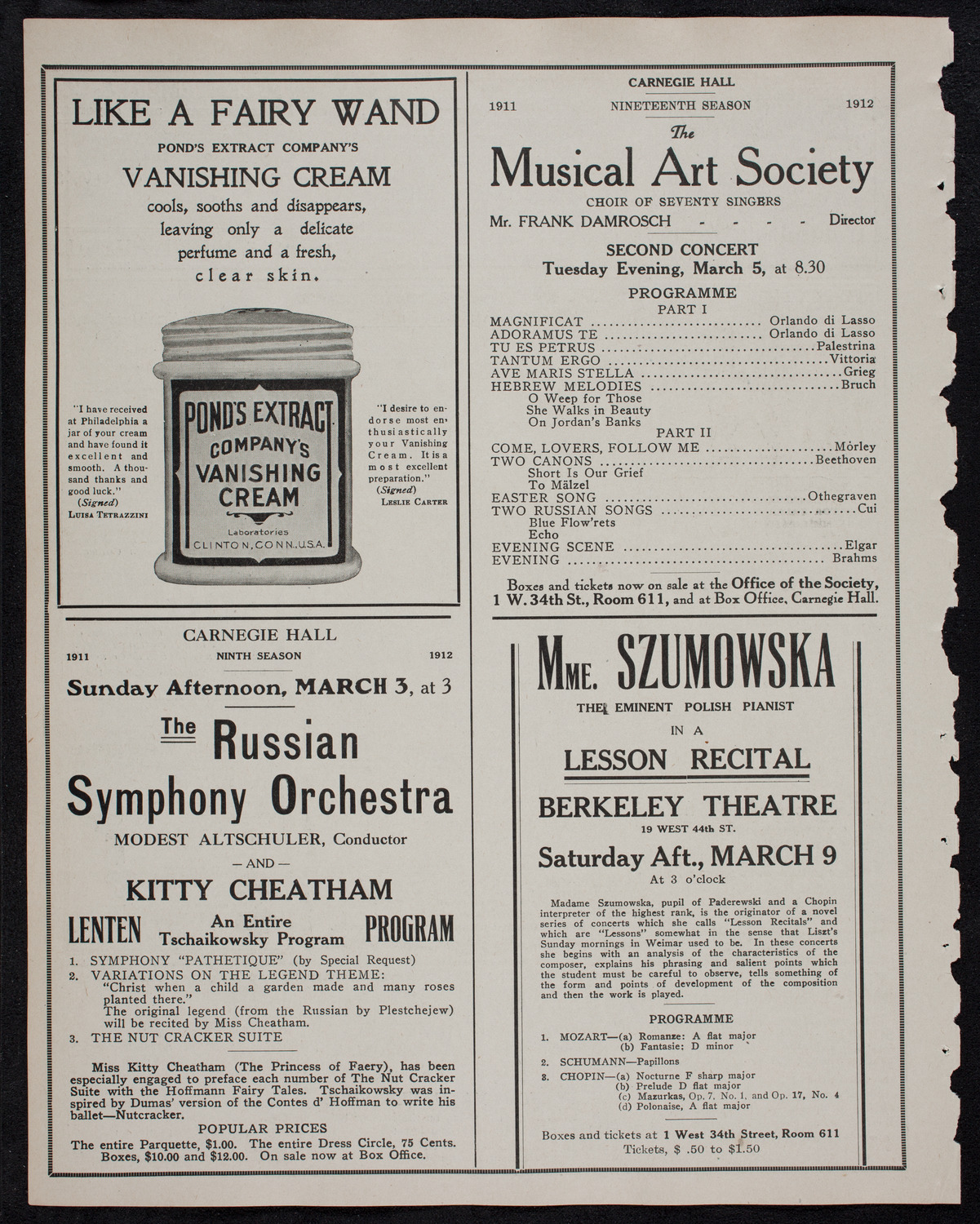 New York Philharmonic, February 29, 1912, program page 8