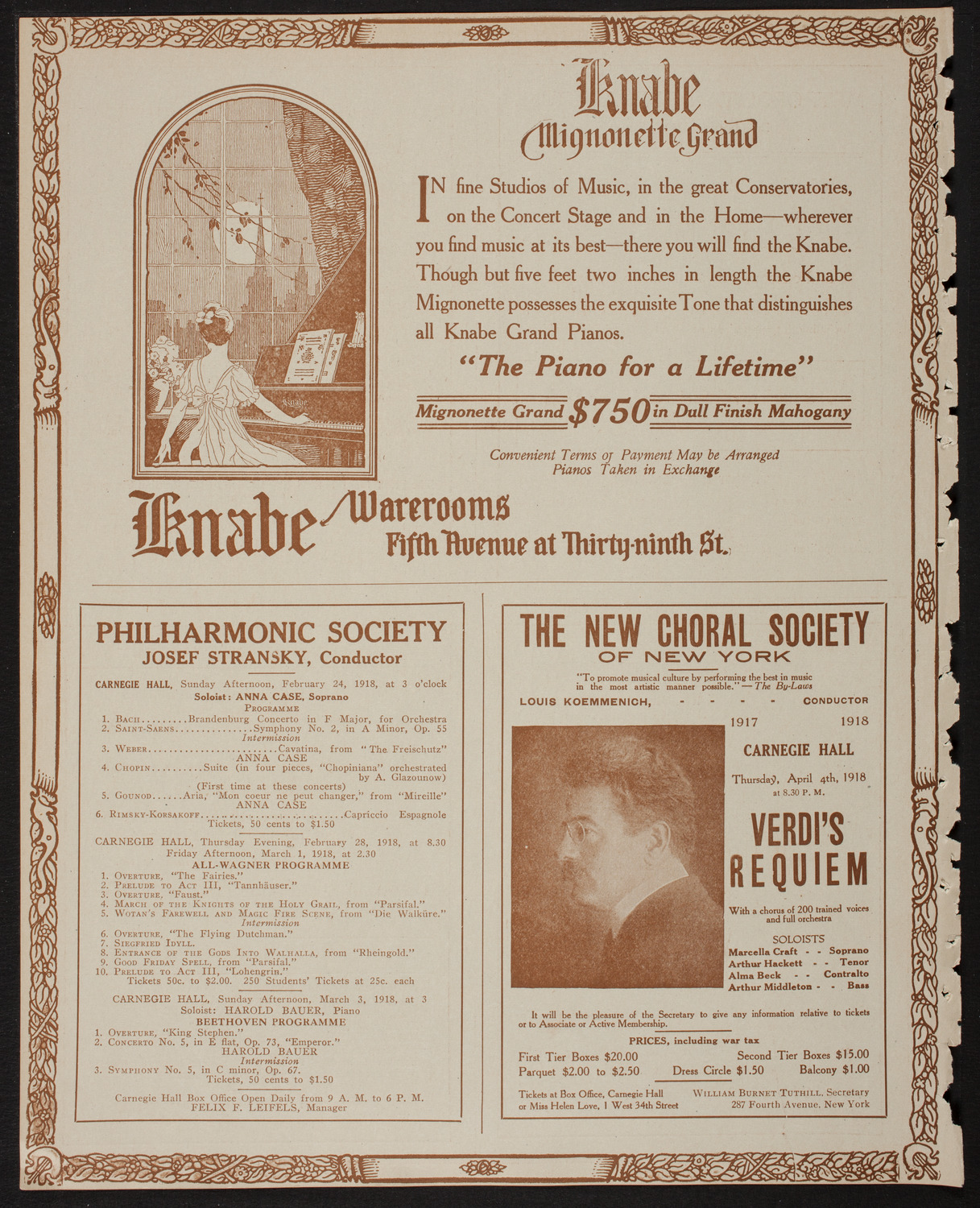 New York Philharmonic, February 22, 1918, program page 12