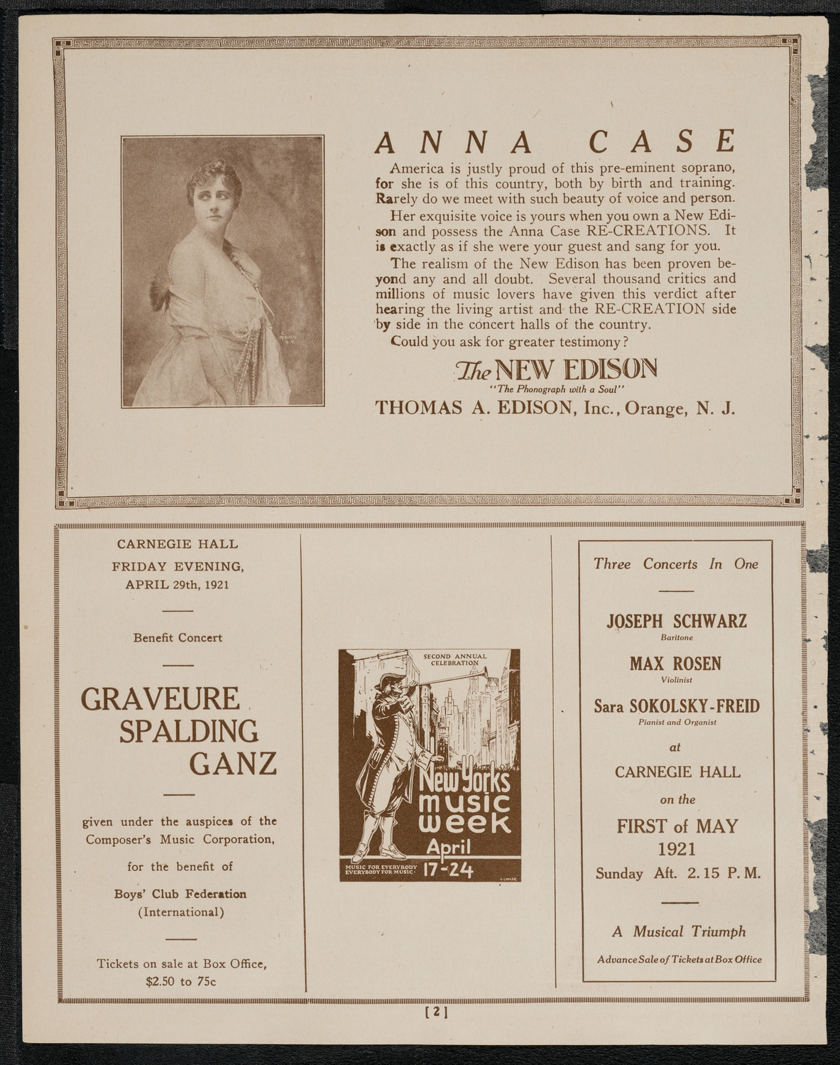 The Irish Musical Society, April 17, 1921, program page 2