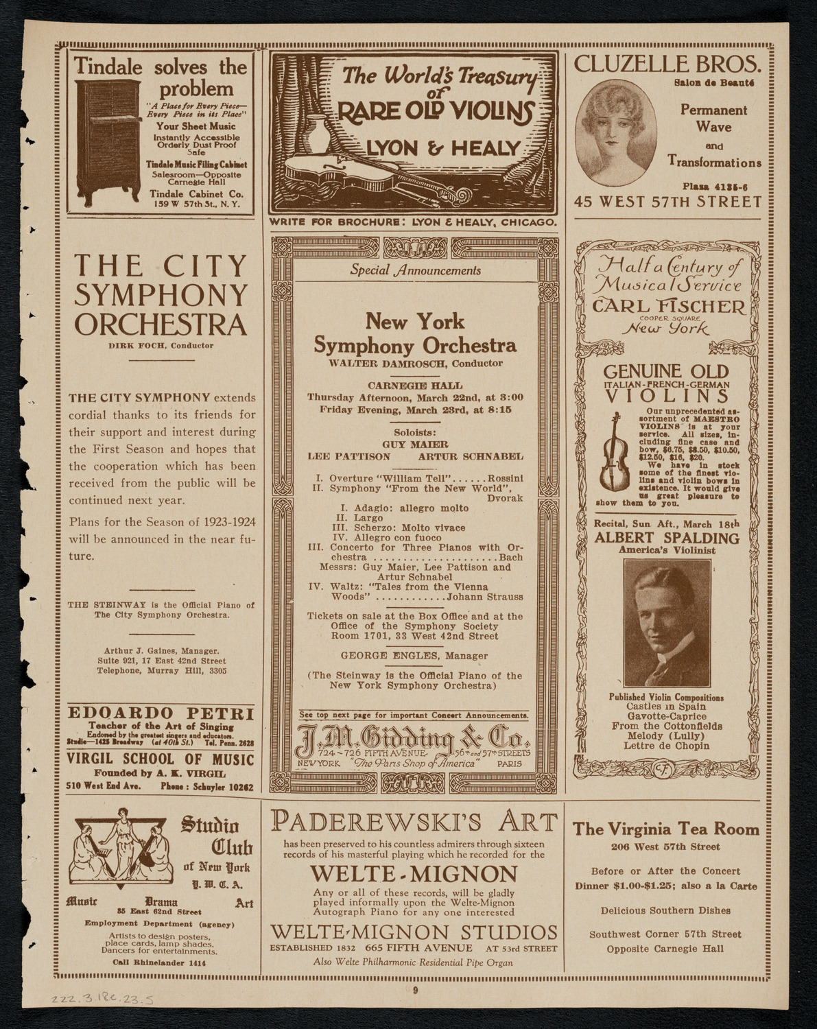 Alberto Terrasi, Baritone, March 18, 1923, program page 9