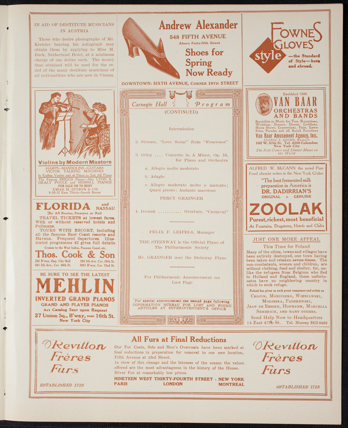 New York Philharmonic, March 12, 1915, program page 7