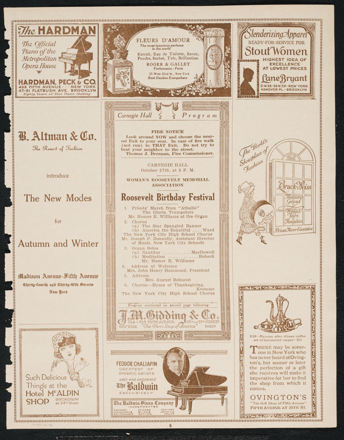 Roosevelt Birthday Celebration, October 27, 1922, program page 5