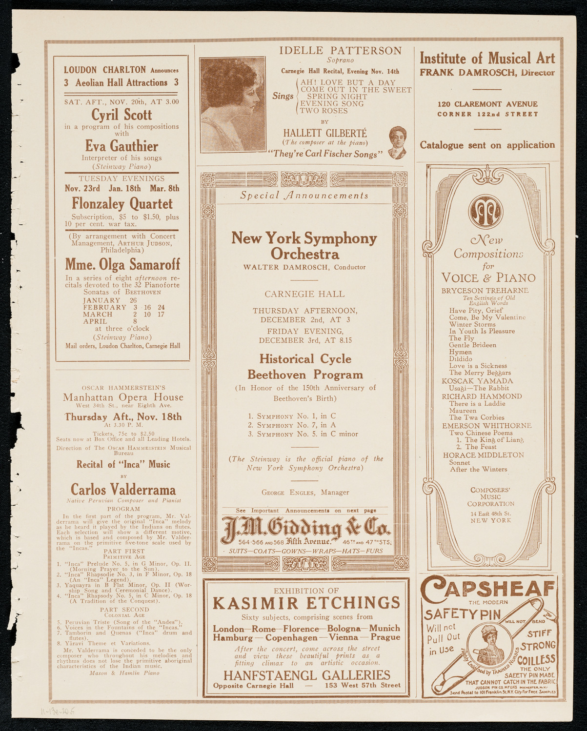 William Robyn, Tenor, November 13, 1920, program page 9