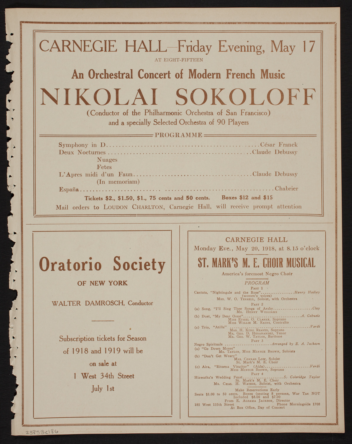 Columbia University Chorus, May 3, 1918, program page 11