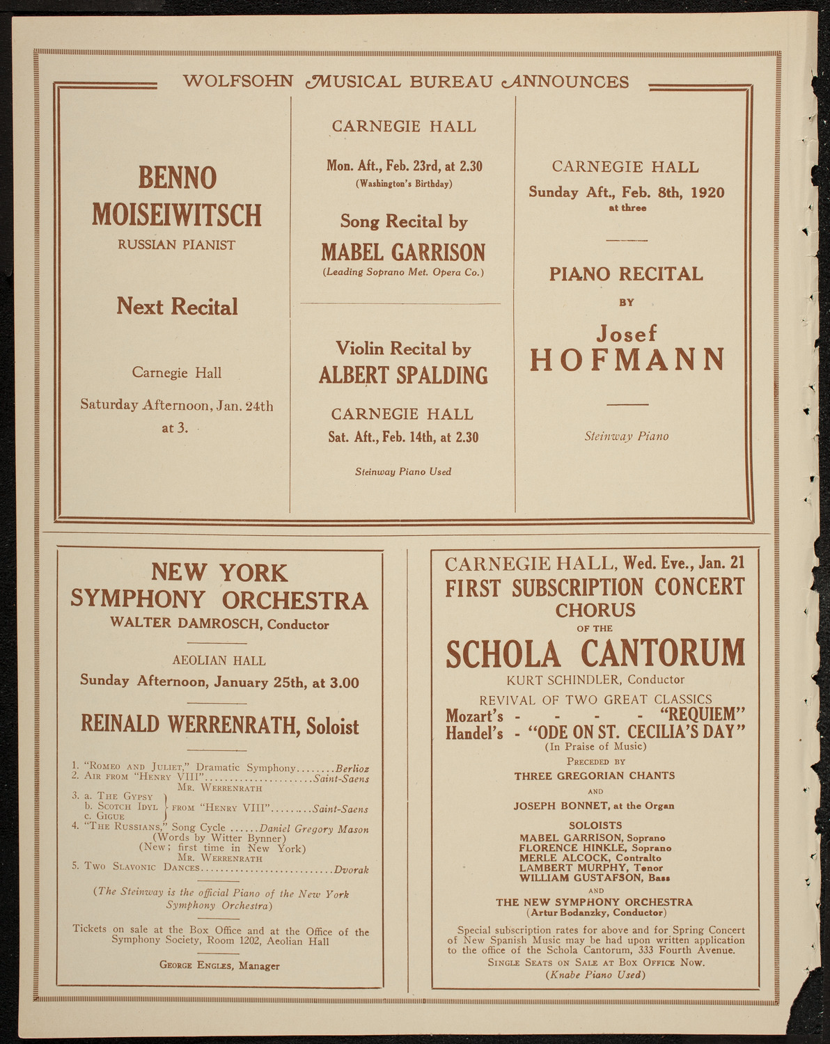 Lecture by Major Arthur Bles, January 12, 1920, program page 8