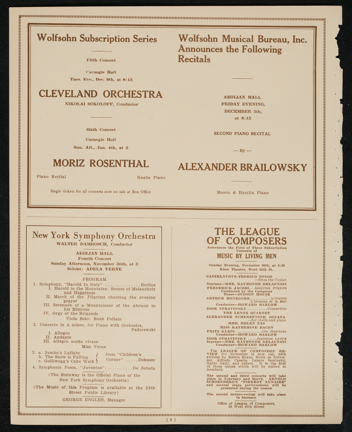 Roland Hayes, Tenor, November 28, 1924, program page 8